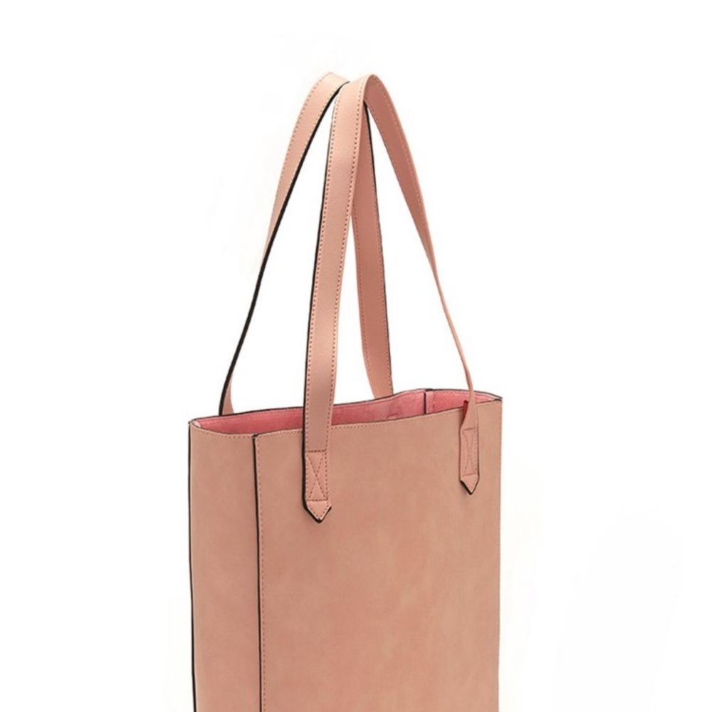 Lulu Dharma Vegan Leather Tall Pink Tote.
